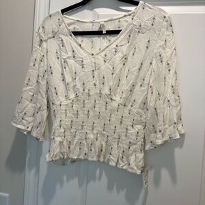 Mudd Cream Blouse with Black Accents